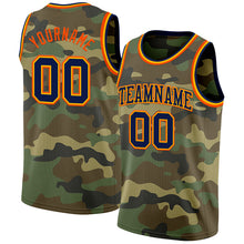 Laden Sie das Bild in den Galerie-Viewer, Custom Camo Navy Gold-Orange Authentic Salute To Service Basketball Jersey