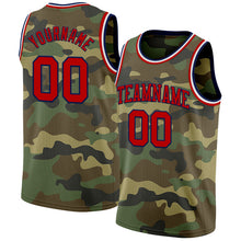 Laden Sie das Bild in den Galerie-Viewer, Custom Camo Red Navy-White Authentic Salute To Service Basketball Jersey