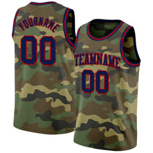 Laden Sie das Bild in den Galerie-Viewer, Custom Camo Navy-Red Authentic Salute To Service Basketball Jersey