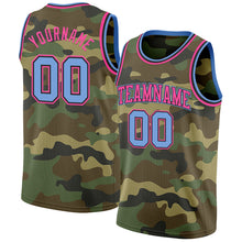 Laden Sie das Bild in den Galerie-Viewer, Custom Camo Light Blue Black-Pink Authentic Salute To Service Basketball Jersey