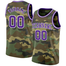 Загрузить изображение в средство просмотра галереи, Custom Camo Purple-White Authentic Salute To Service Basketball Jersey