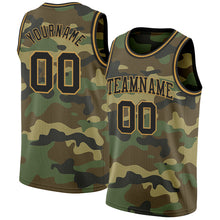 Загрузить изображение в средство просмотра галереи, Custom Camo Black-Old Gold Authentic Salute To Service Basketball Jersey