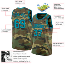 Laden Sie das Bild in den Galerie-Viewer, Custom Camo Teal-Black Authentic Salute To Service Basketball Jersey