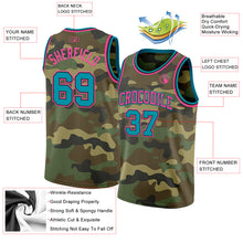 Загрузить изображение в средство просмотра галереи, Custom Camo Teal Black-Pink Authentic Salute To Service Basketball Jersey