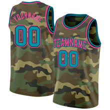 Загрузить изображение в средство просмотра галереи, Custom Camo Teal Black-Pink Authentic Salute To Service Basketball Jersey