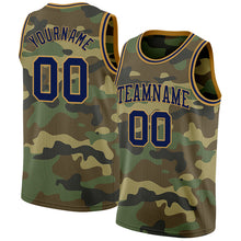 Загрузить изображение в средство просмотра галереи, Custom Camo Navy-Old Gold Authentic Salute To Service Basketball Jersey