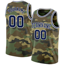Laden Sie das Bild in den Galerie-Viewer, Custom Camo Navy-White Authentic Salute To Service Basketball Jersey