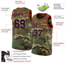 Загрузить изображение в средство просмотра галереи, Custom Camo Navy-Orange Authentic Salute To Service Basketball Jersey