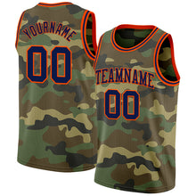 Загрузить изображение в средство просмотра галереи, Custom Camo Navy-Orange Authentic Salute To Service Basketball Jersey