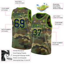 Laden Sie das Bild in den Galerie-Viewer, Custom Camo Navy-Neon Green Authentic Salute To Service Basketball Jersey