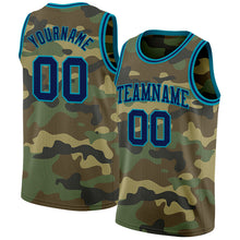 Charger l'image dans la galerie, Custom Camo Navy-Teal Authentic Salute To Service Basketball Jersey