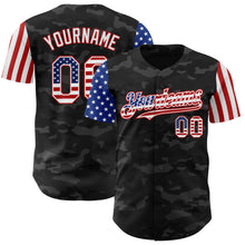 Charger l'image dans la galerie, Custom Camo USA Flag White-Red 3D Authentic Salute To Service Baseball Jersey