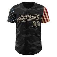 Charger l'image dans la galerie, Custom Camo Black-Cream 3D American Flag Authentic Salute To Service Baseball Jersey