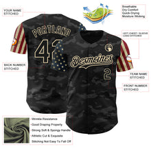Charger l'image dans la galerie, Custom Camo Black-Cream 3D American Flag Authentic Salute To Service Baseball Jersey