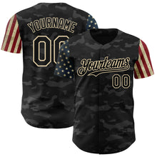 Charger l'image dans la galerie, Custom Camo Black-Cream 3D American Flag Authentic Salute To Service Baseball Jersey