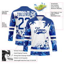 Загрузить изображение в средство просмотра галереи, Custom Camo Royal-White Splash Hockey Lace Neck Jersey