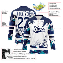 Загрузить изображение в средство просмотра галереи, Custom Camo Navy-White Splash Hockey Lace Neck Jersey