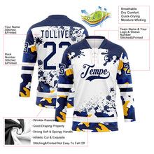 Загрузить изображение в средство просмотра галереи, Custom Camo Navy-White Splash Hockey Lace Neck Jersey