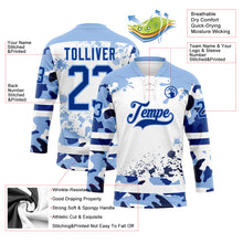 Загрузить изображение в средство просмотра галереи, Custom Camo Royal Light Blue-White Splash Hockey Lace Neck Jersey