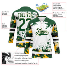 Загрузить изображение в средство просмотра галереи, Custom Camo Green Black Cream-White Splash Hockey Lace Neck Jersey
