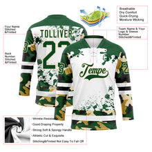 Загрузить изображение в средство просмотра галереи, Custom Camo Green Black Cream-White Splash Hockey Lace Neck Jersey