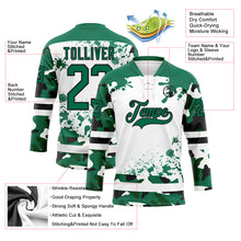 Загрузить изображение в средство просмотра галереи, Custom Camo Kelly Green Black-White Splash Hockey Lace Neck Jersey