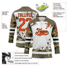 Laden Sie das Bild in den Galerie-Viewer, Custom Camo Orange Olive Black-White Splash Hockey Lace Neck Jersey