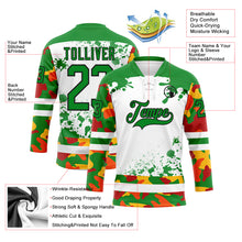 Загрузить изображение в средство просмотра галереи, Custom Camo Grass Green Black-White Splash Hockey Lace Neck Jersey