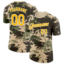 Charger l'image dans la galerie, Custom Camo Gold-White Geometric Fragment Camouflage Salute To Service Performance T-Shirt