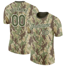 Charger l'image dans la galerie, Custom Camo Olive-White Woodland Forest Digital Camouflage Pixel Salute To Service Performance T-Shirt