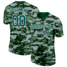 Charger l'image dans la galerie, Custom Camo Midnight Green-White Woodland Forest Digital Camouflage Pixel Salute To Service Performance T-Shirt