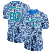 Charger l'image dans la galerie, Custom Camo Teal-White Ocean Digital Camouflage Pixel Salute To Service Performance T-Shirt