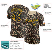 Charger l'image dans la galerie, Custom Camo Black-Gold Woodland Forest Digital Camouflage Pixel Salute To Service Performance T-Shirt