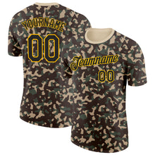 Charger l'image dans la galerie, Custom Camo Black-Gold Woodland Forest Digital Camouflage Pixel Salute To Service Performance T-Shirt