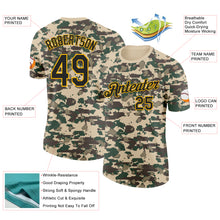 Charger l'image dans la galerie, Custom Camo Black-Gold Woodland Forest Digital Camouflage Pixel Salute To Service Performance T-Shirt