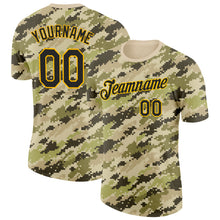 Charger l'image dans la galerie, Custom Camo Black-Gold Desert Digital Camouflage Pixel Salute To Service Performance T-Shirt