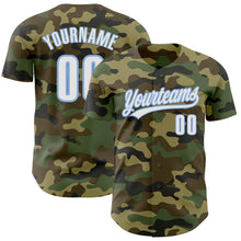 Laden Sie das Bild in den Galerie-Viewer, Custom Camo White-Light Blue Authentic Salute To Service Baseball Jersey
