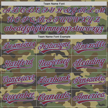 Load image into Gallery viewer, Custom Camo Burgundy-Light Blue Authentic Salute To Service Baseball Jersey