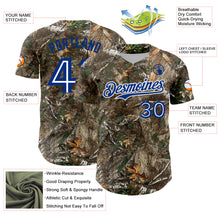 Laden Sie das Bild in den Galerie-Viewer, Custom Camo White-Royal Woodland Forest Camouflage Authentic Salute To Service Baseball Jersey