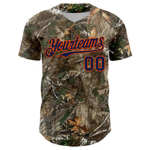 Load image into Gallery viewer, Custom Camo Navy-Orange Woodland Forest Camouflage Authentic Salute To Service Baseball Jersey