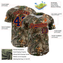 Load image into Gallery viewer, Custom Camo Navy-Orange Woodland Forest Camouflage Authentic Salute To Service Baseball Jersey