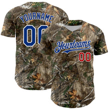 Load image into Gallery viewer, Custom Camo Royal Red-White Woodland Forest Camouflage Authentic Salute To Service Baseball Jersey