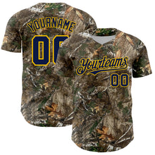 Laden Sie das Bild in den Galerie-Viewer, Custom Camo Navy-Yellow Woodland Forest Camouflage Authentic Salute To Service Baseball Jersey