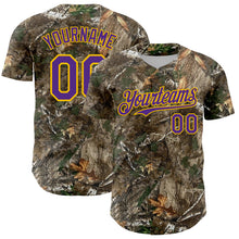 Laden Sie das Bild in den Galerie-Viewer, Custom Camo Purple-Yellow Woodland Forest Camouflage Authentic Salute To Service Baseball Jersey