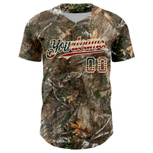 Load image into Gallery viewer, Custom Camo Vintage USA Flag-Cream Woodland Forest Camouflage Authentic Salute To Service Baseball Jersey
