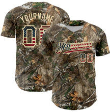 Load image into Gallery viewer, Custom Camo Vintage USA Flag-Cream Woodland Forest Camouflage Authentic Salute To Service Baseball Jersey