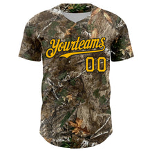 Charger l'image dans la galerie, Custom Camo Gold-Black Woodland Forest Camouflage Authentic Salute To Service Baseball Jersey