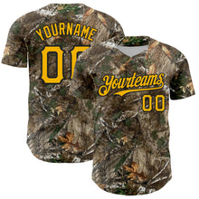 Charger l'image dans la galerie, Custom Camo Gold-Black Woodland Forest Camouflage Authentic Salute To Service Baseball Jersey