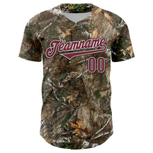 Laden Sie das Bild in den Galerie-Viewer, Custom Camo Burgundy White-Black Woodland Forest Camouflage Authentic Salute To Service Baseball Jersey