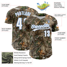 Load image into Gallery viewer, Custom Camo White-Light Blue Woodland Forest Camouflage Authentic Salute To Service Baseball Jersey